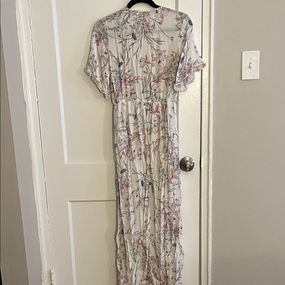 Lovestitch Cream and Pink Floral Maxi Dress - Maternity Dress - Picture 6 of 7